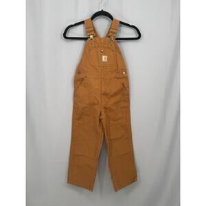 Carhartt Overalls Boys Size 6 Brown Canvas Double Knee Workwear Adjustable Bib